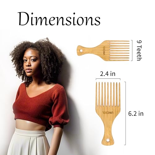 UNCSEL Afro Hair Pick Comb for Curly and Dense Hair Styling