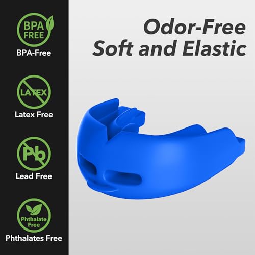 2Pcs Sport Mouth Guard Youth Adult, Mouthguard for Braces, Wrestling Mouthguards for Braces, No Boil Mouth Guard, Helmet Strap, Soft, Football Hockey Boxing,Taekwondo, Jujitsu Rugby