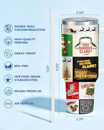 Funny Christmas Movie 40oz Tumbler with Handle & Straw - Holiday Gift Variation of THIS listing