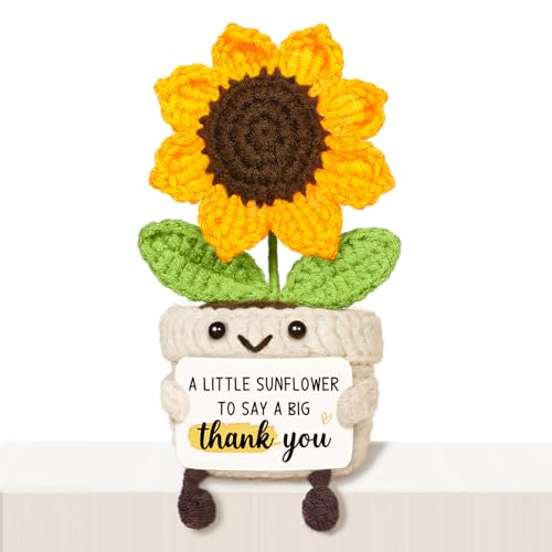 Handmade Sunflower Crochet Decor Gift with Warm Card