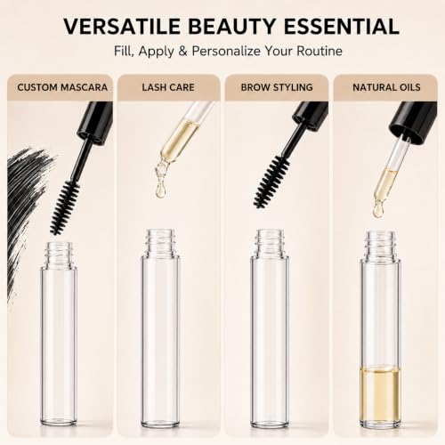 Hession Empty Mascara Tube Kit with Wands - Reusable DIY Lash Serum Containers