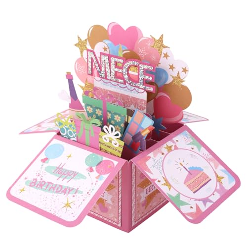 Penitue 3D Pop Up Birthday Card with Rhinestones and Envelope