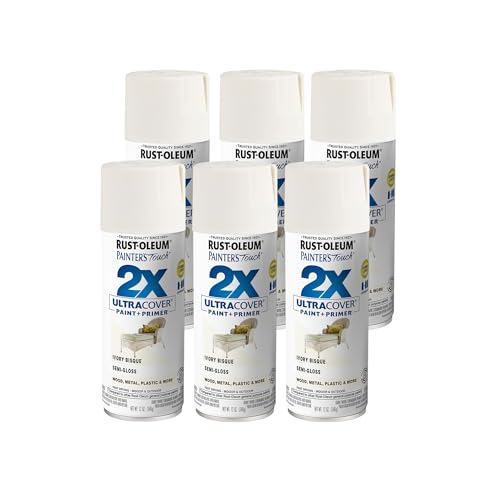 Rust-Oleum Painter's Touch 2X Spray Paint, Semi-Gloss Ivory Bisque, 6 Pack