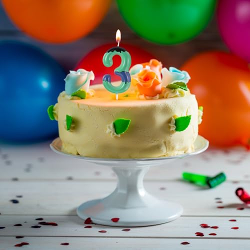 Conelist Number 3 Green Giant Birthday Candles Cake Topper, Party Decor