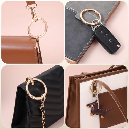4Pcs Metal O Ring, 2 Inch Keychain Rings, Large Gold Key Rings, Carabiner Keysring Clip, Round Carabiner Clip, Flat Spring O-Ring for Purse Strap, Handbag, Key Chain Hooks Accessories