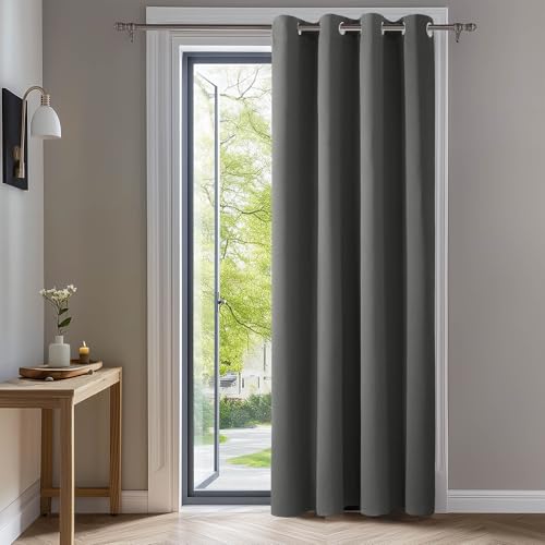 Deconovo Light Grey Blackout Curtain Panel, 42x120 Inch, Grommet Top