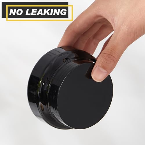 Black Plastic Cosmetic Jars with Lids and Labels 5 oz Refillable Containers