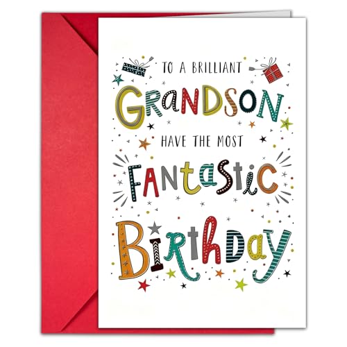 Grandson Birthday Card for Young Men and Boys with Envelope