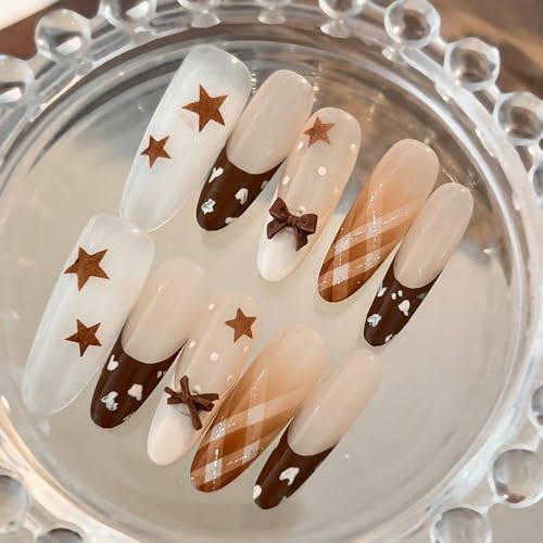 Quezadyl 300Pcs 3D Brown Bow Nail Art Charms Maillard Resin Bows