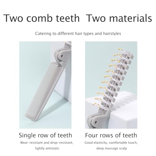 Kootinn 2 Piece Folding Hair Brush Set, Portable Travel Comb