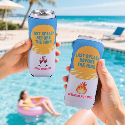 Bohaluo 12-Pack Slim Bachelorette Party Can Cooler Sleeves - White