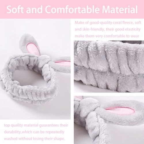 Bunny Ear Spa Headband 3-Pack Soft Fleece Makeup & Skincare Hair Bands