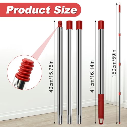 4-Section Adjustable Mop Handle for O Cedar Spin Mop - American Screw Joint