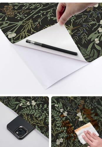 Dark Green Fern Self-Adhesive Shelf Liner - 17.3" x 118"