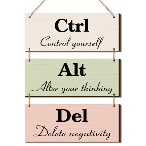 3-Piece Boho Leaves Rustic Wood Wall Decor - Inspirational Office Sign