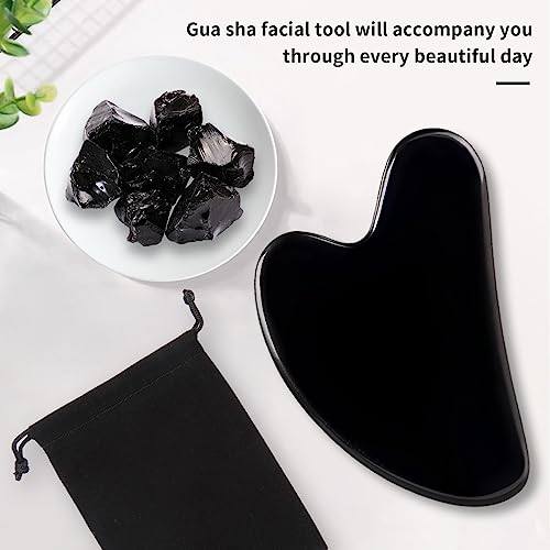 Natural Obsidian Gua Sha Facial Tool for Face, Jawline & Skincare