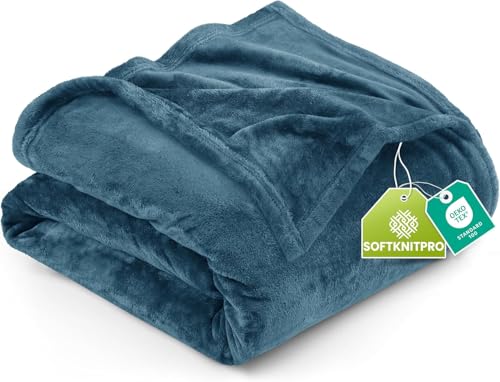 Utopia Bedding Flannel Fleece Blanket, Twin Size 60x80 Inch - Stone Blue