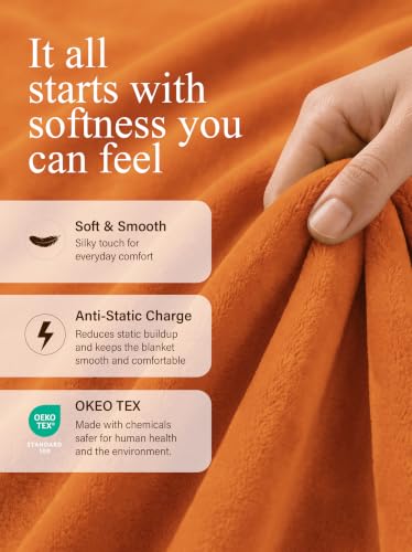 Utopia Bedding Throw Blanket 50x60 Inch Fleece Bed Cover Burnt Orange