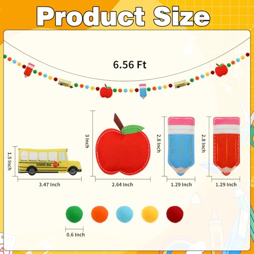 Back to School Felt Banner Garland with Apples, Pencils & Buses