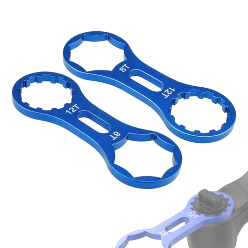 2Pcs Bicycle Fork Cap Wrench, Aluminium Alloy Bike Front Fork Repair Tool, Suspension Forks Cap Spaner Suitable for XCR/XCM/XCT/RST, Blue