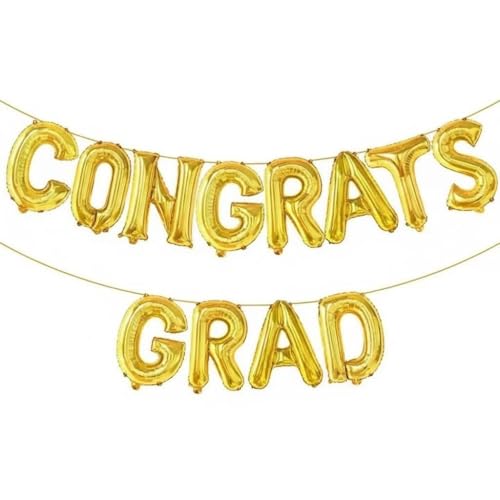 16 Inch Gold Congrats Grad Balloon Banner for Graduation Party