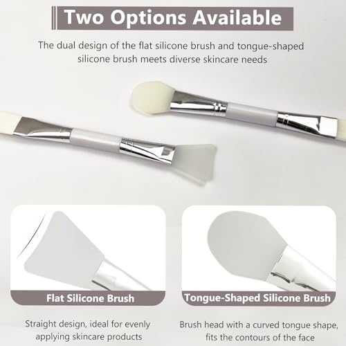 Zoolinn 2PCS Dual-Ended Clay Face Mask Brush - Soft Silicone & Bristle Applicator