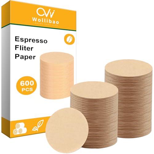 Wollibao 54mm Espresso Filter Paper for Ninja Luxe Cafe & Breville Machines, 600pcs (53/54mm Variant)