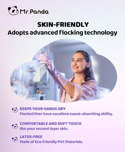 Mr.Panda Medium Reusable Dishwashing Gloves - Shimmering Pink, Skin-Friendly