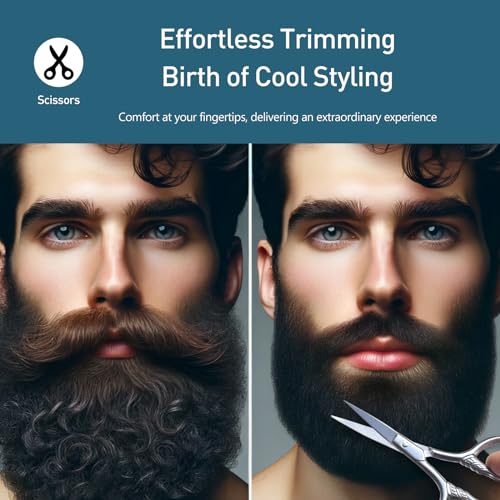 Kootinn Small Stainless Steel Facial Hair Scissors with Leather Case
