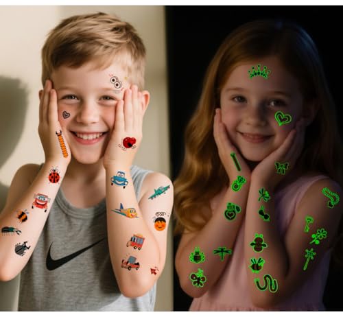 Glow in the Dark Temporary Tattoos for Kids 210 Pcs