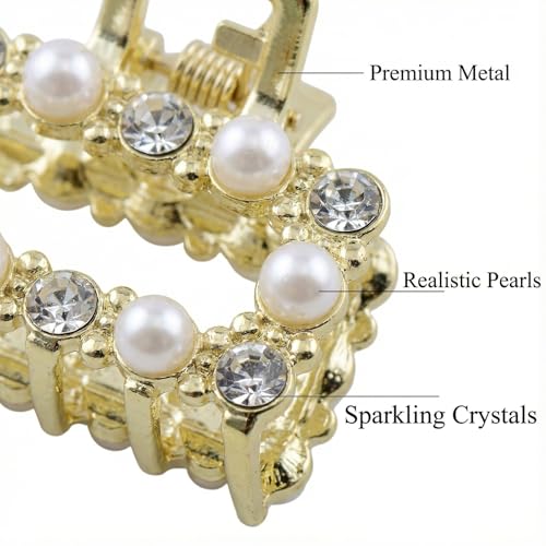 Small Gold Rhinestone Hair Claw Clips 12-Pack Mini Metal Crystal Hair Accessories