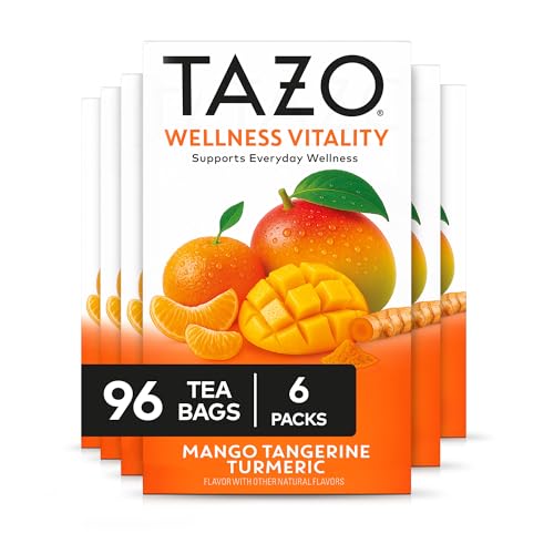 TAZO Wellness Vitality Mango Tangerine Turmeric Tea Bags - 16 Count (Pack of 6)