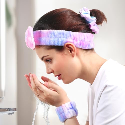 Spa Headband and Wristband Set for Washing Face - 8Pcs Skincare Kit