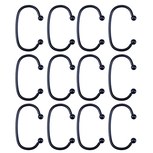 HEVSTIL 12-Piece C-Shaped Shower Curtain Hooks, Rustproof Metal Rings