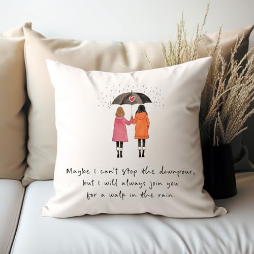 Maybe I Can't Stop The Downpour Friendship Pillow Cover 18x18in - Bestie Gift, Sister Decor