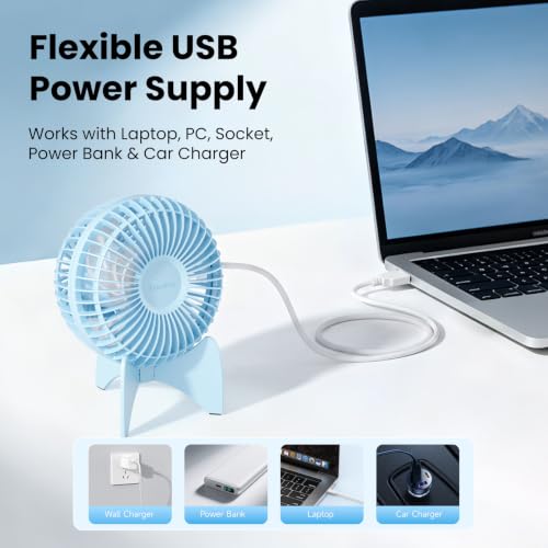 HandFan USB Desk Fan - Quiet 3-Speed Mini Cooling Fan