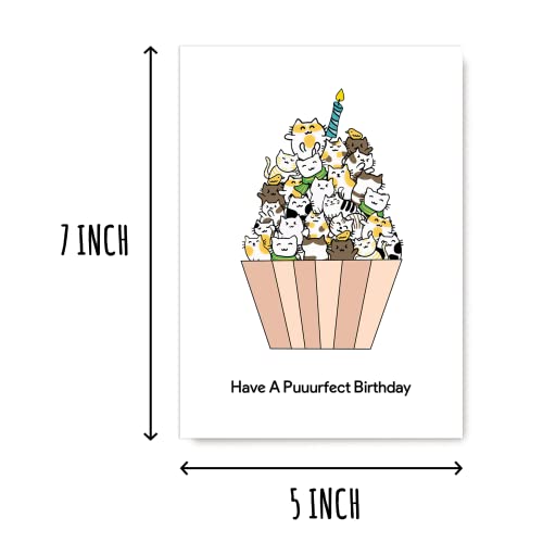 Funny Cat Birthday Card - Cute 5x7 Purrfect Design