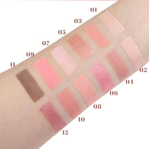 SUAKE 12-Color Nude Pink Eyeshadow Palette Matte and Shimmer Eye Makeup