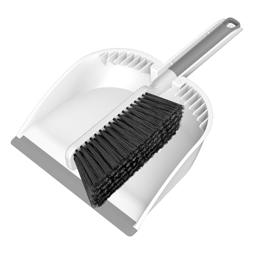 SetSail Small Dustpan and Brush Set with Comb Teeth - White