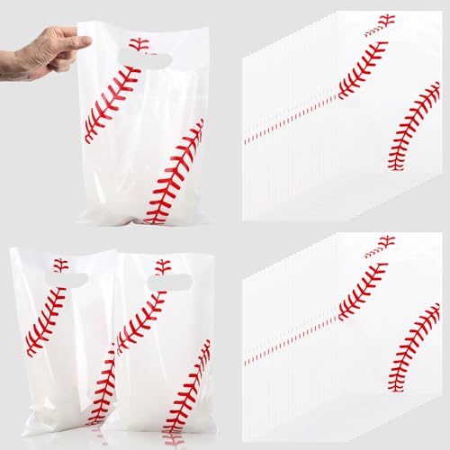 Baseball Goodie Bags 100 Pack Plastic Party Favor Loot Bags for Kids Birthday
