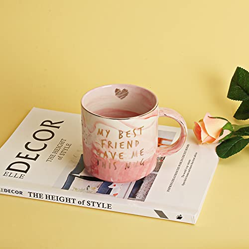 Pink Marble Coffee Mug - Best Friend Birthday Gift - 11.5oz Friendship Cup