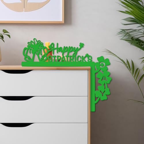St. Patrick's Day Wooden Shamrock Door Corner Decor - 11x8.9in