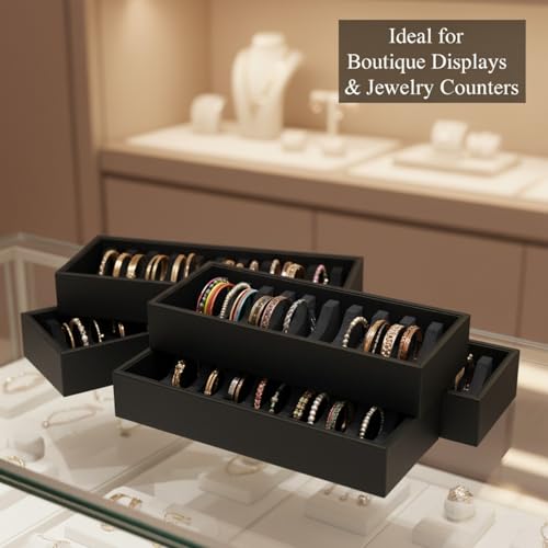 I-MART Black Bracelet Organizer Box with 10 Grooves, PU Leather