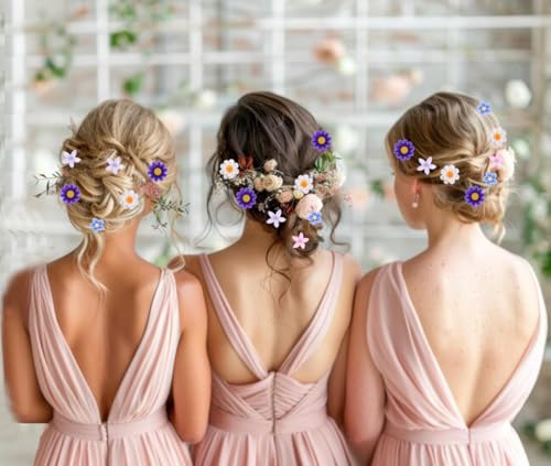 Lora Rossie 30 Pcs Mini Daisy Hair Clips - Multicolor Flower Hair Accessories