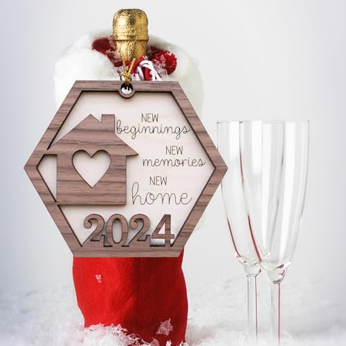 New Home Ornament 2024 - Wood Christmas Gift for Housewarming
