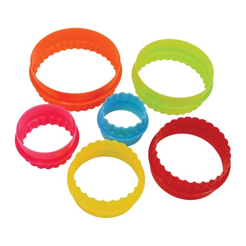 Round Plastic Biscuit & Cookie Cutters Set - Multicolor Nesting Circle Cutters, 6 Sizes, Food Prep