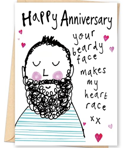 Funny Beard Anniversary Card for Husband or Boyfriend