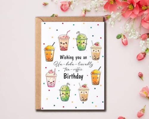 Milk Tea Birthday Greeting Card - Cute Bubble Tea Pun Card 5x7