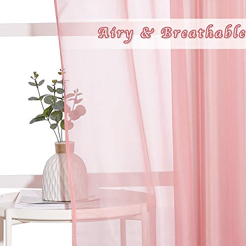 NICETOWN Coral Sheer Curtains 54x96 Inches Pack of 2 - Long Grommet Window Panels for Patio & Glass Doors