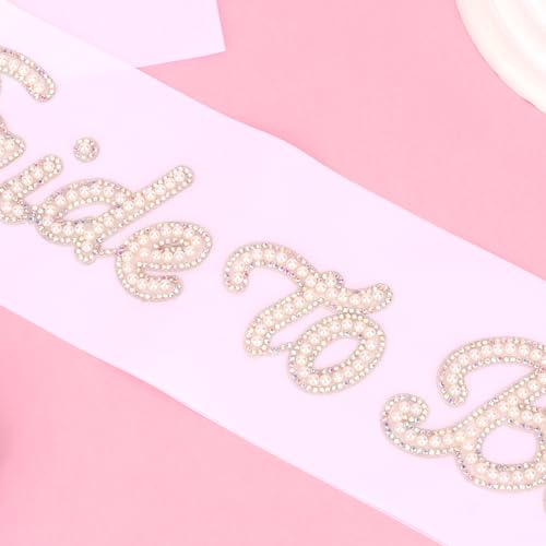 YISSION Bride to Be Sash - Pearl Embellished White Bridal Sash